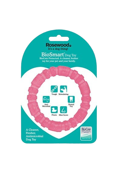 Rosewood Biosafe Pink Puppy Ring Dog Toy