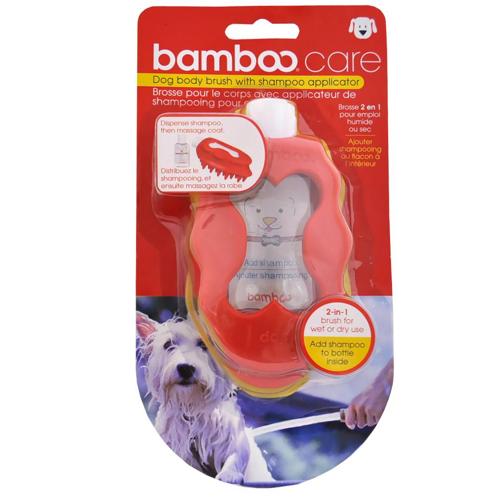 Bamboo Care Dog Body Brush With Shampoo Applicator 